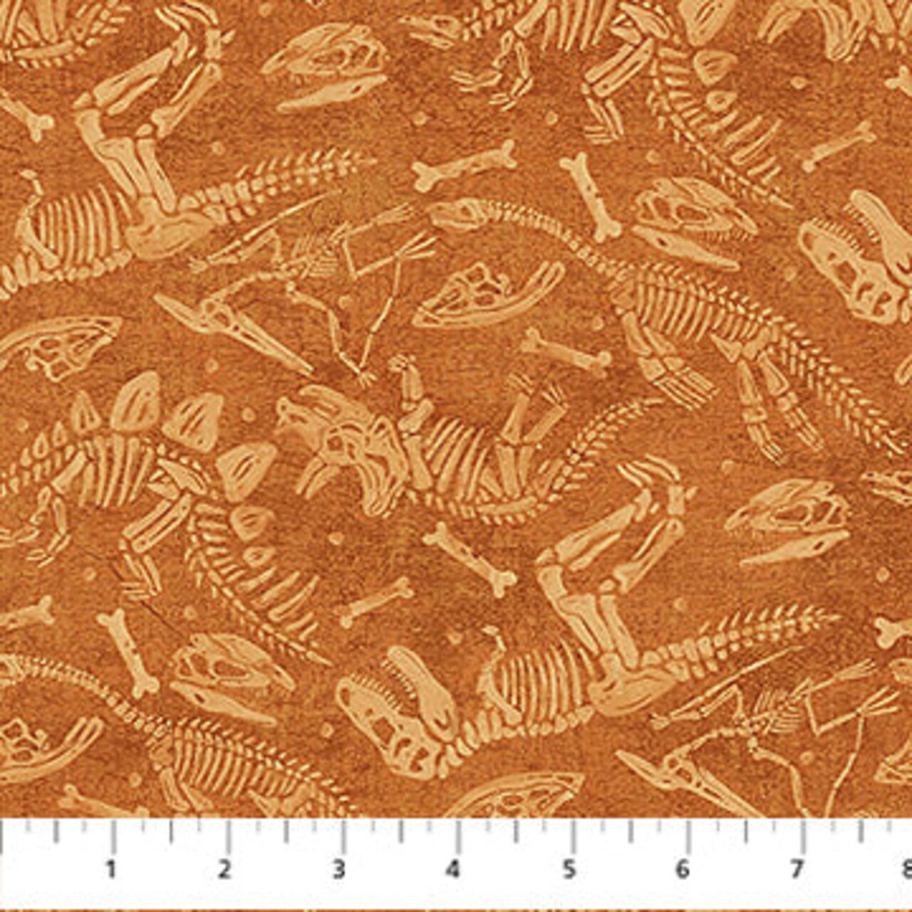 Fabric Northcott Rust Dino Bones Dino Roar by the Quarter Yard 28466-37